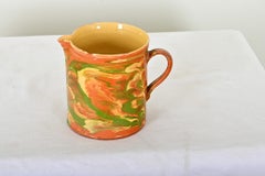 French 19th Century Earthenware Marbled Glaze Pitcher