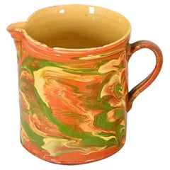 French 19th Century Earthenware Marbled Glaze Pitcher