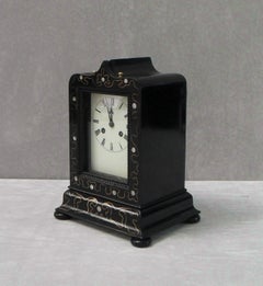 French 19th Century Ebonized and Inlaid Mantel Clock