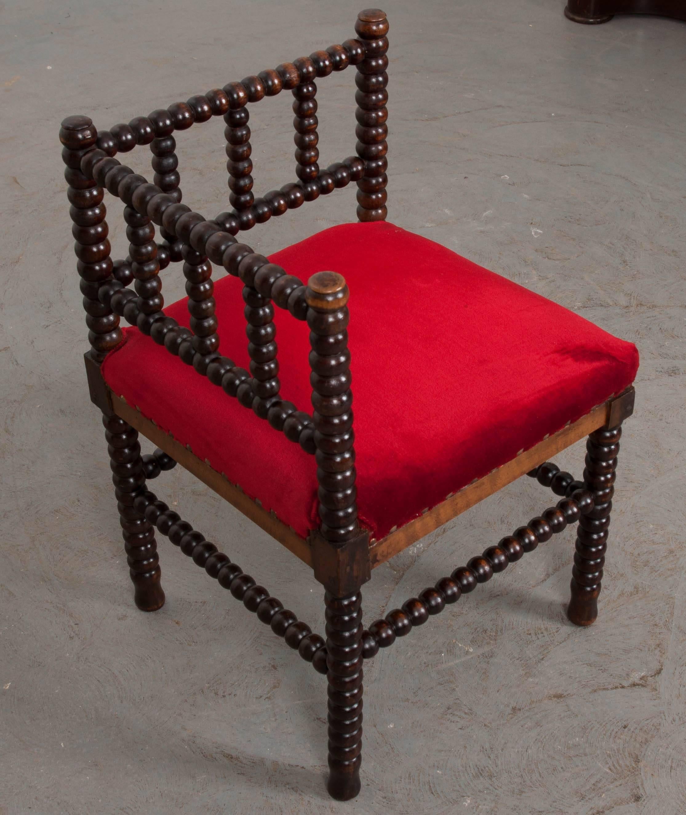 French 19th Century Ebonized Corner Seat In Good Condition In Baton Rouge, LA