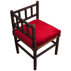 French 19th Century Ebonized Corner Seat