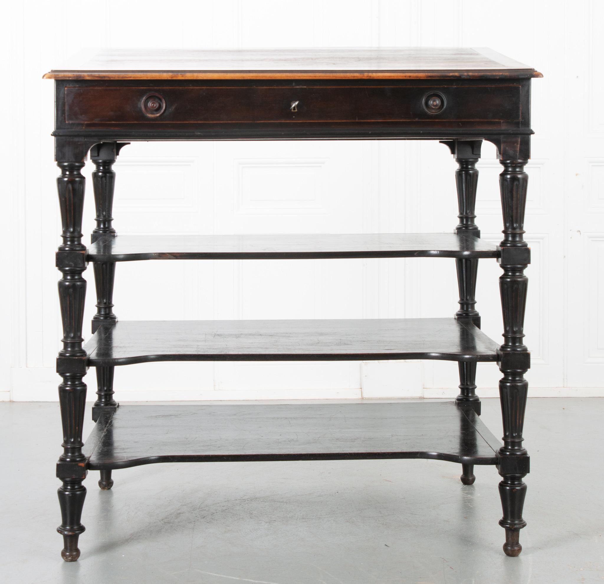 Carved French 19th Century Ebonized Drafting Table