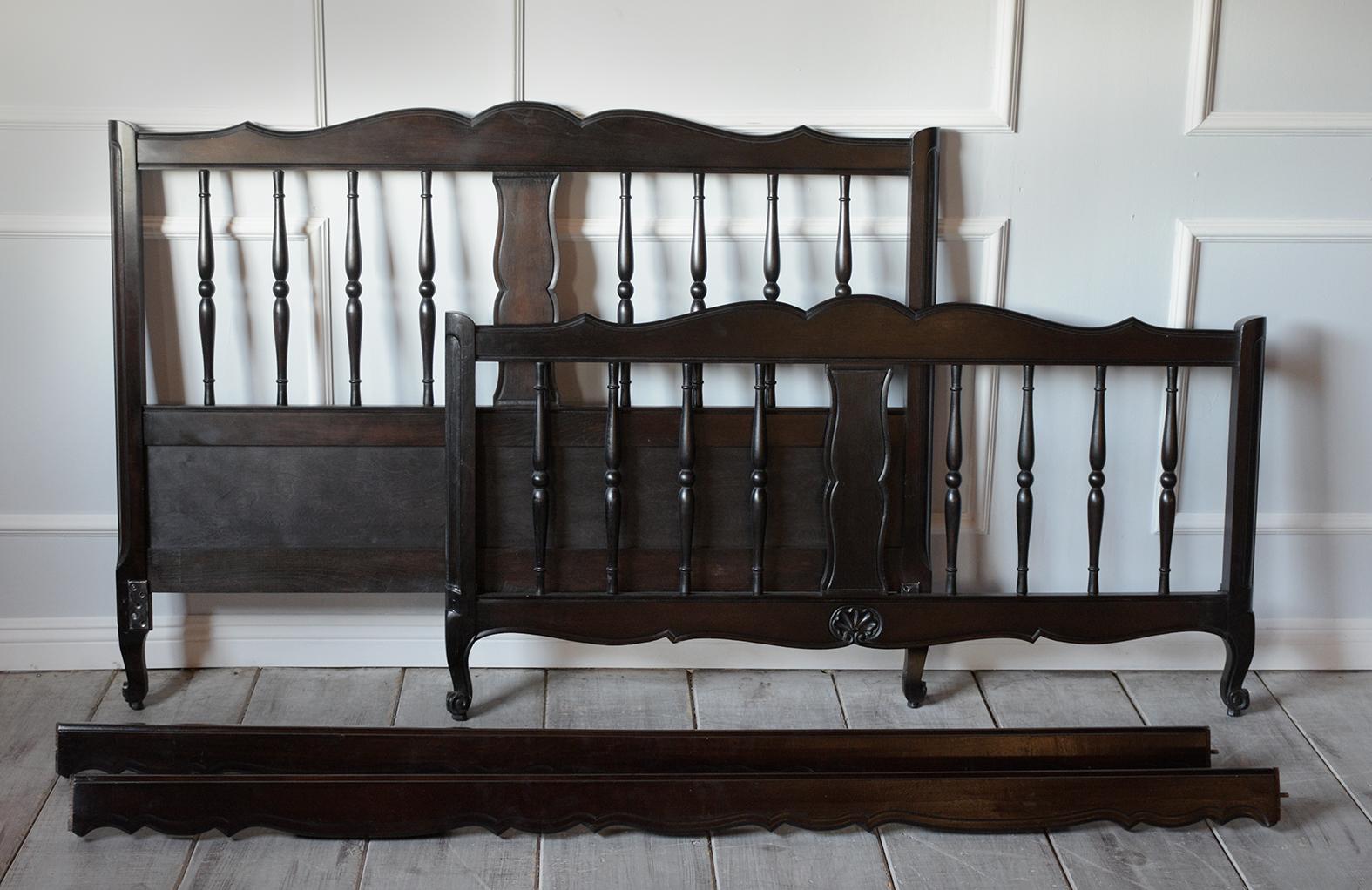 19th Century Ebonized Full Size Bed Frame 3