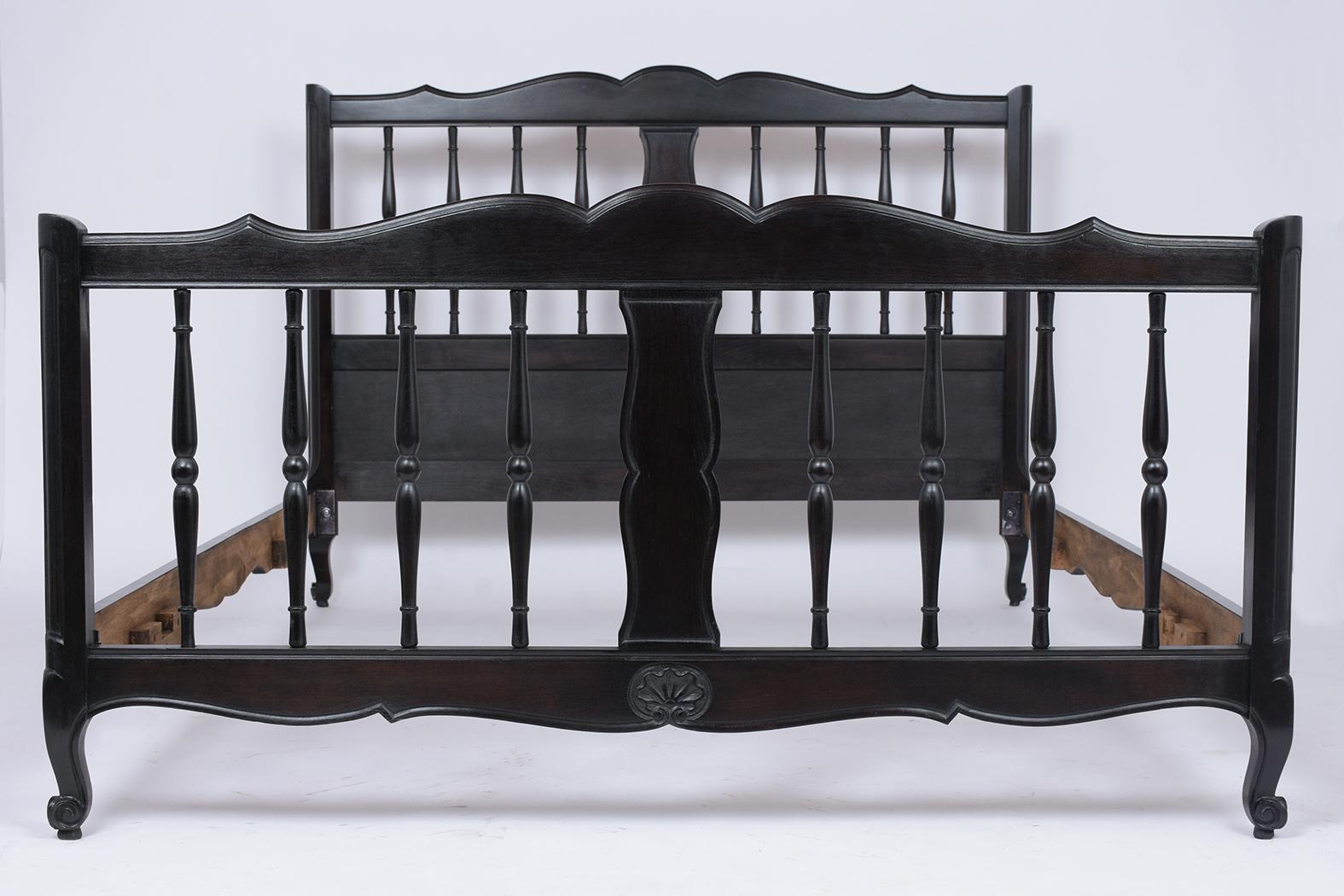 French 19th Century Ebonized Full Size Bed Frame