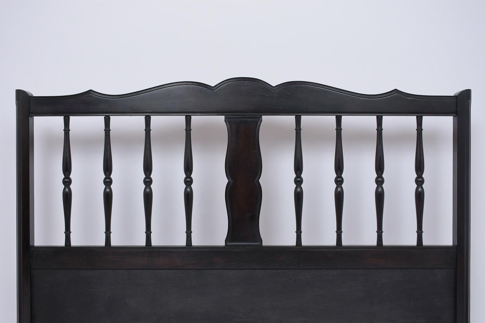 French Provincial 19th Century Ebonized Full Size Bed Frame