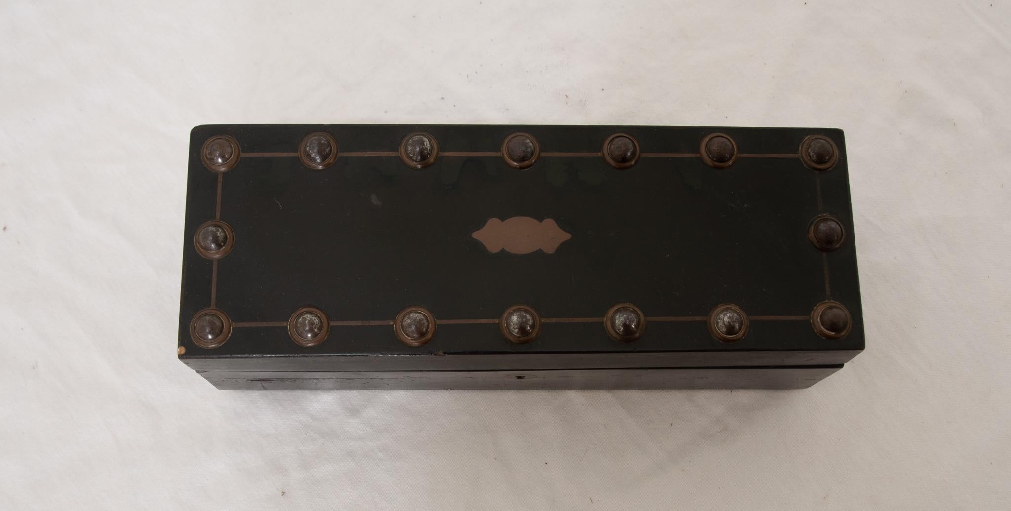 Hand-Carved French 19th Century Ebonized Glove Box For Sale
