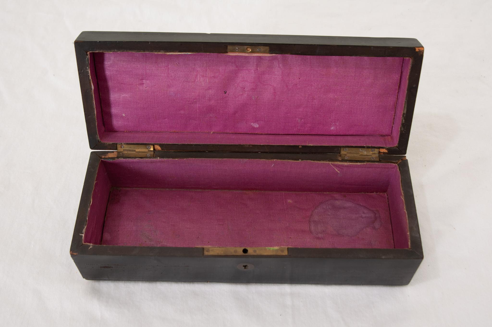 Brass French 19th Century Ebonized Glove Box For Sale