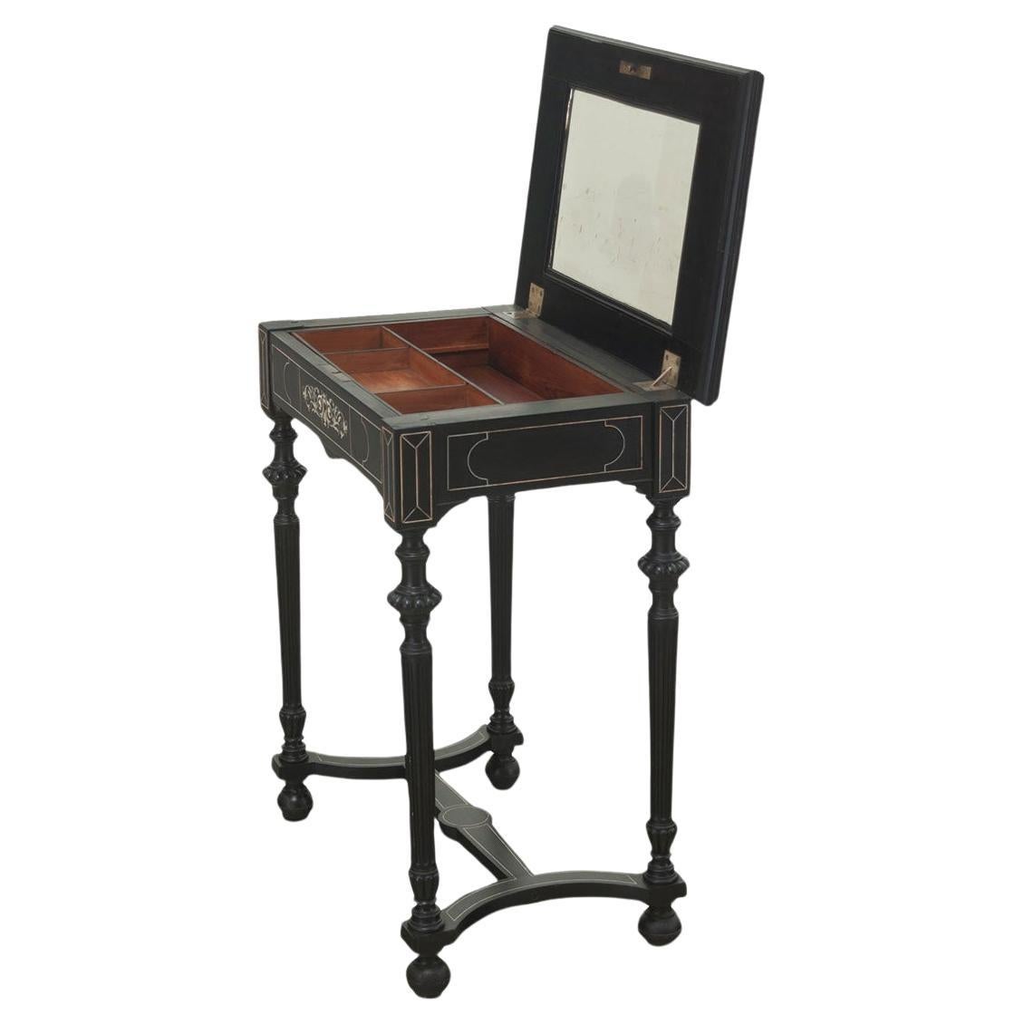 French 19th Century Ebonized & Inlay Vanity For Sale