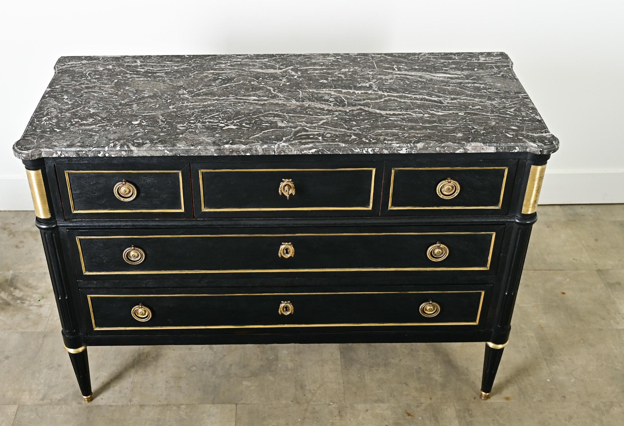 French 19th Century Ebonized Louis XVI Style Commode For Sale 5