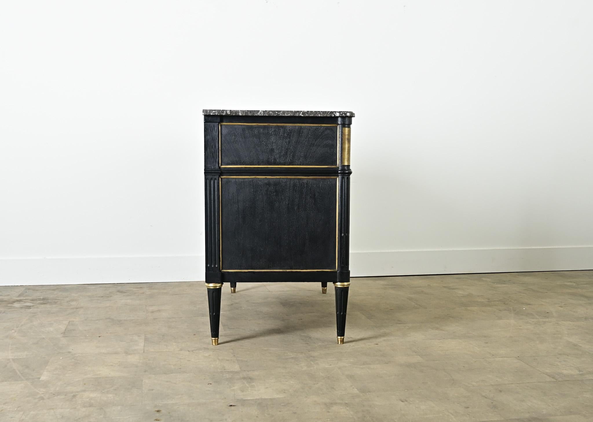 French 19th Century Ebonized Louis XVI Style Commode In Good Condition For Sale In Baton Rouge, LA