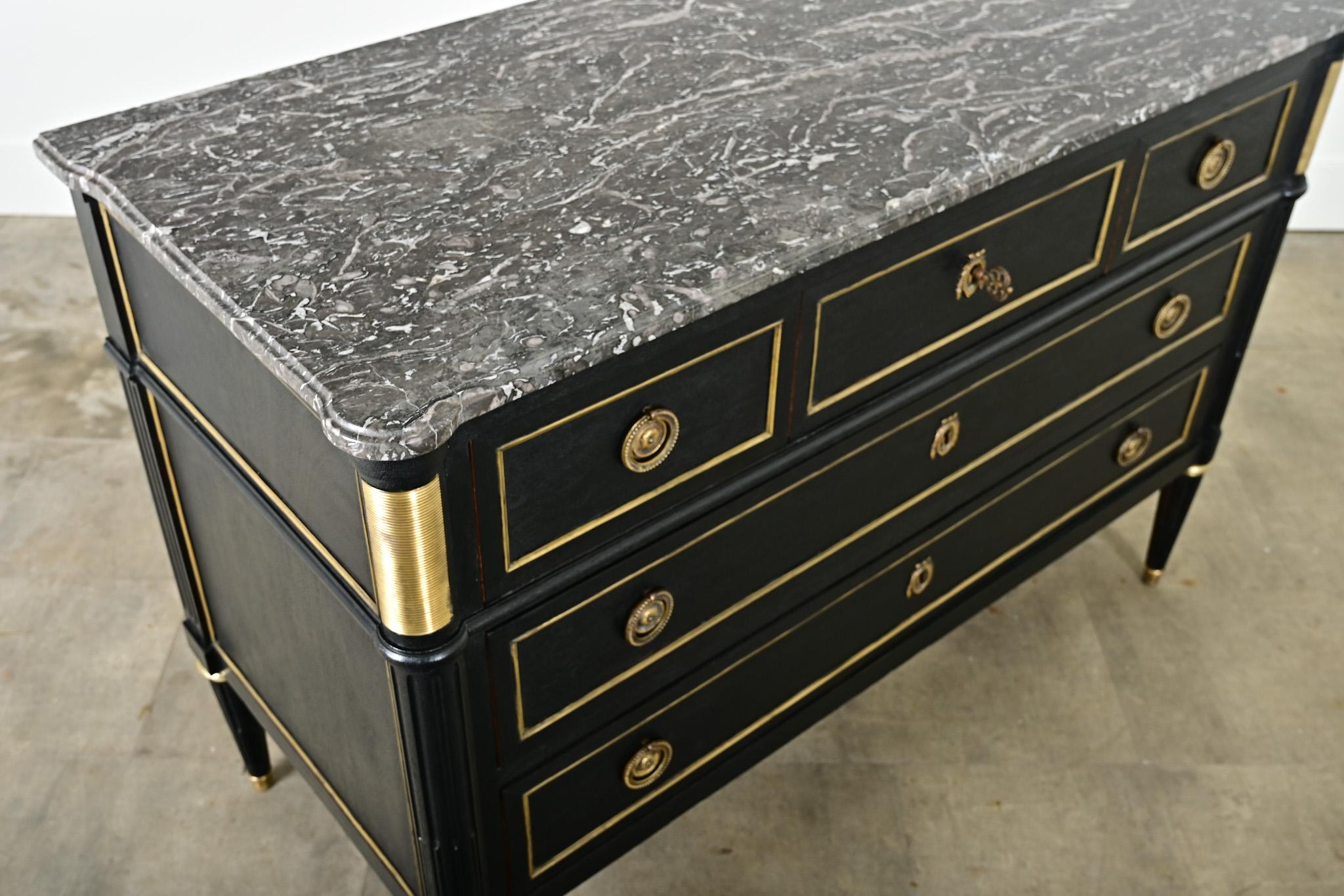 French 19th Century Ebonized Louis XVI Style Commode For Sale 1