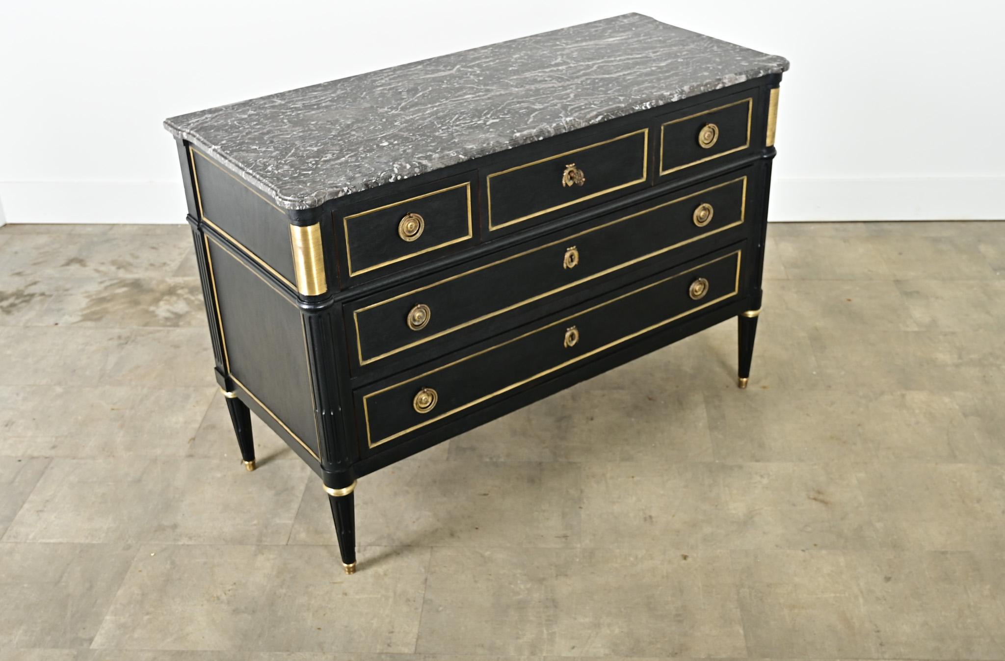 French 19th Century Ebonized Louis XVI Style Commode For Sale 2