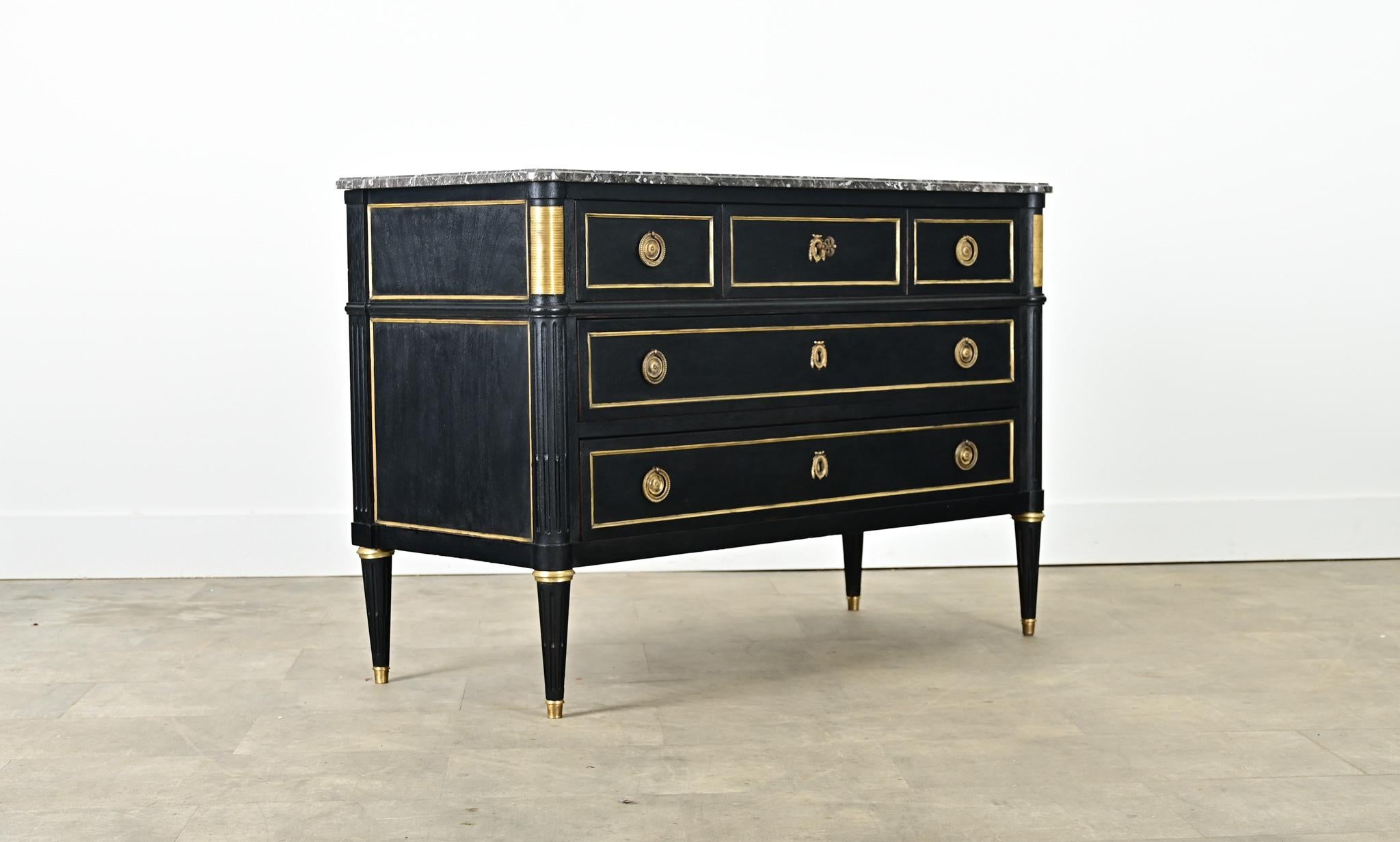 French 19th Century Ebonized Louis XVI Style Commode For Sale 3