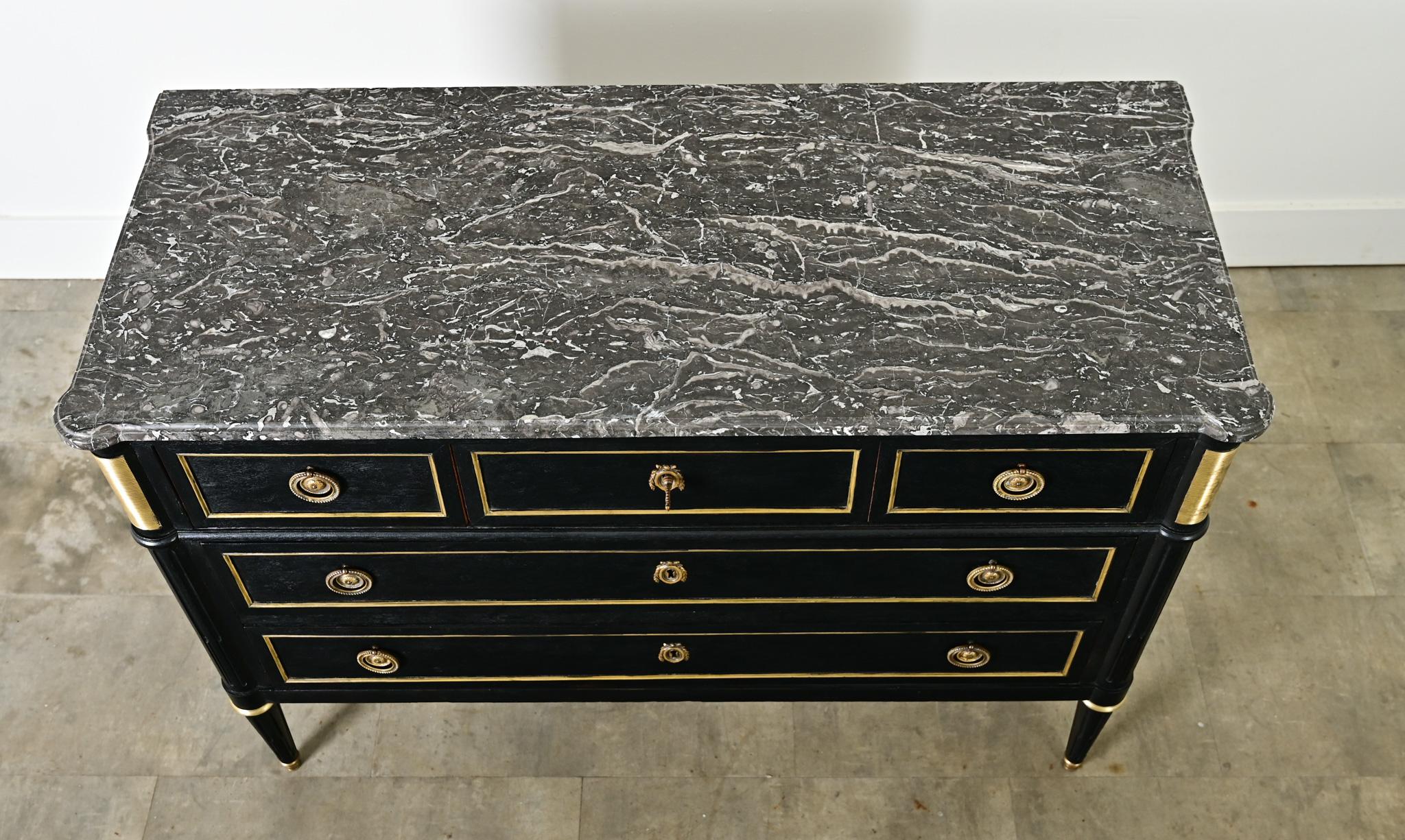 French 19th Century Ebonized Louis XVI Style Commode For Sale 4