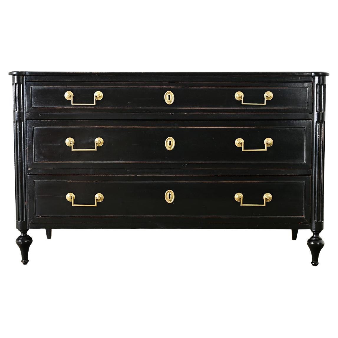 French 19th Century Ebonized Louis XVI Style Commode