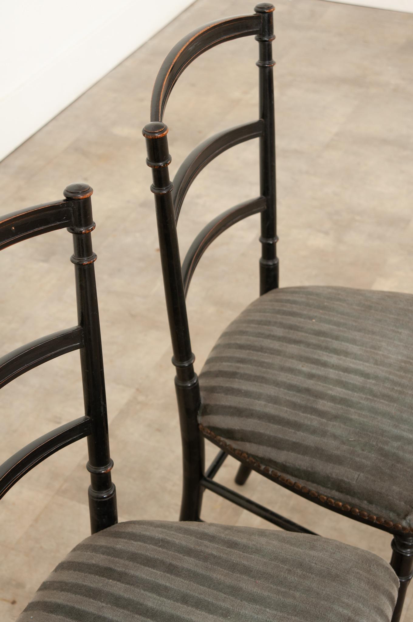 French 19th Century Ebonized Opera Chairs For Sale 4