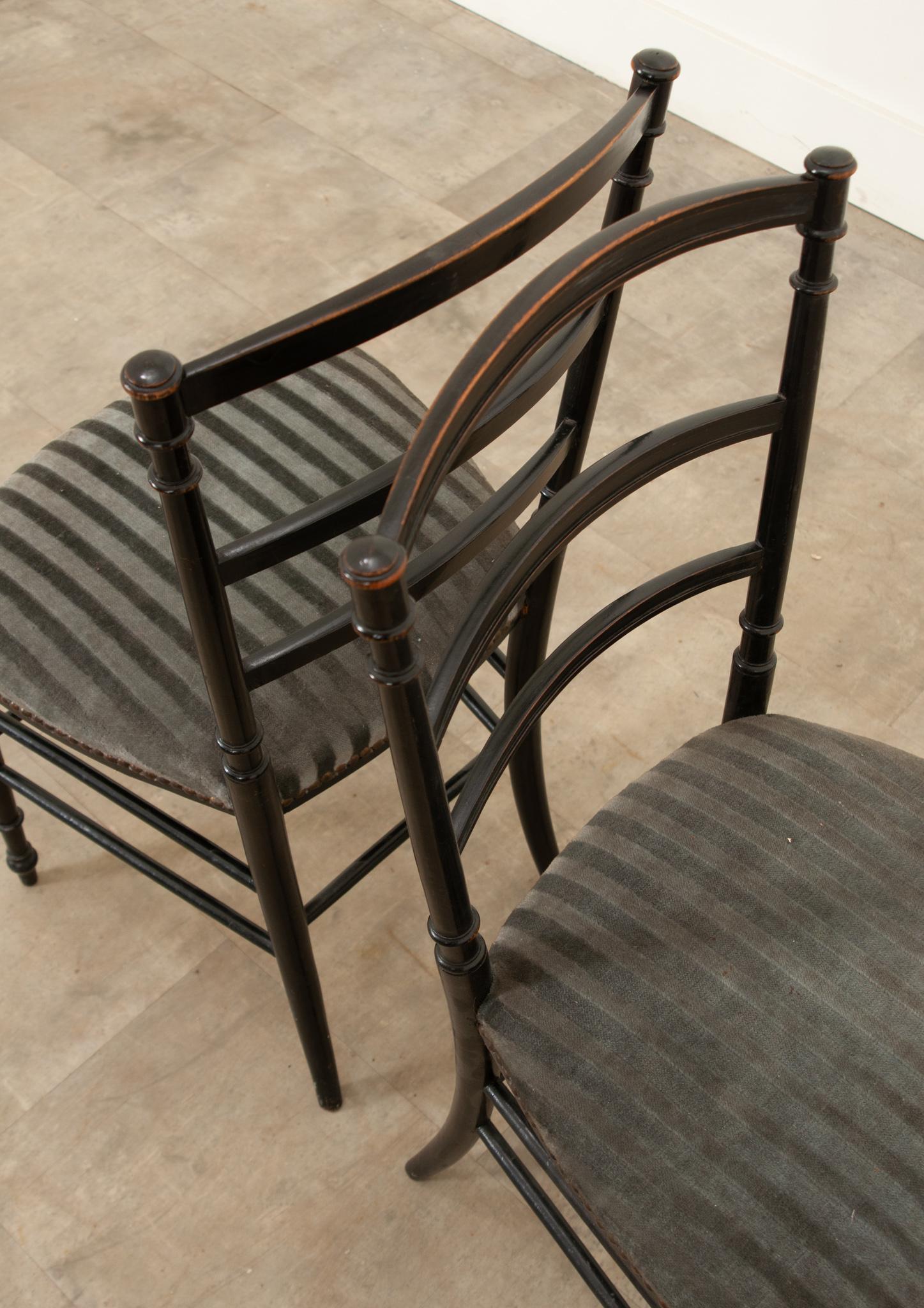 French 19th Century Ebonized Opera Chairs For Sale 6