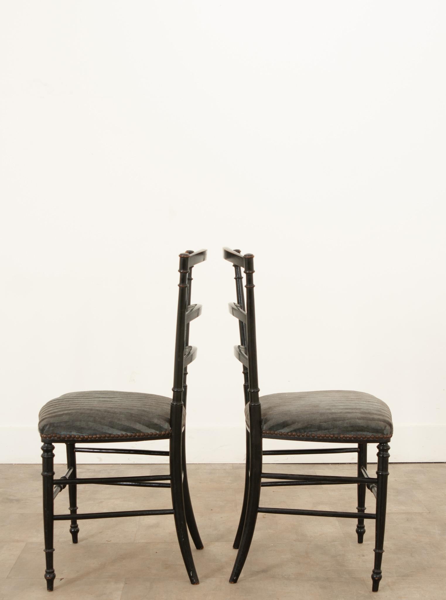 French 19th Century Ebonized Opera Chairs For Sale 7