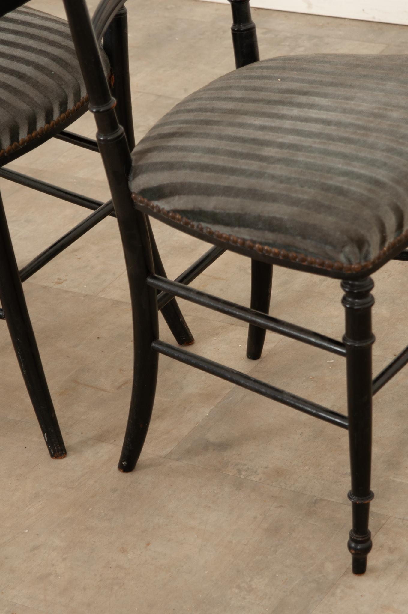 French 19th Century Ebonized Opera Chairs For Sale 8
