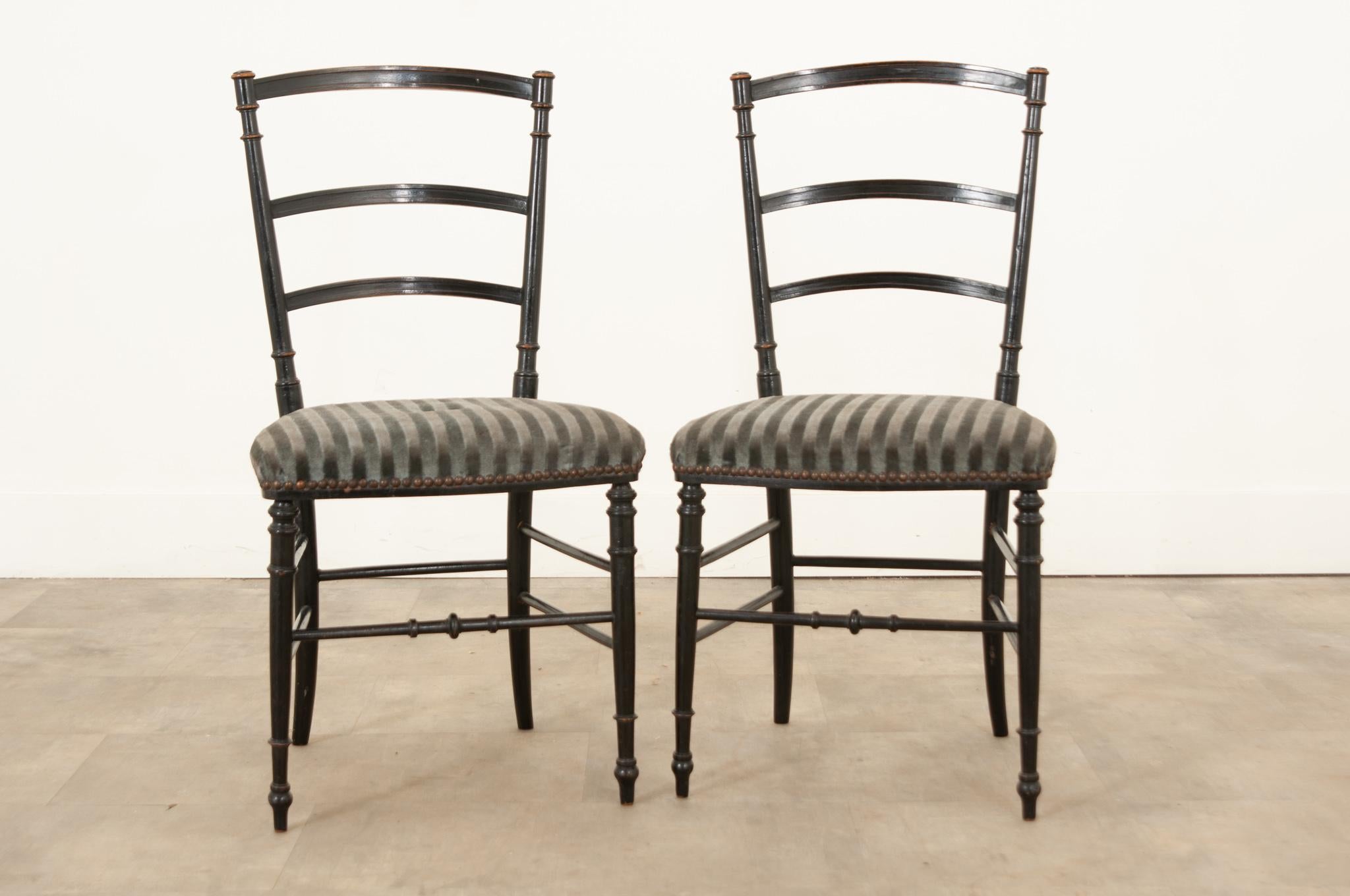 Napoleon III French 19th Century Ebonized Opera Chairs For Sale