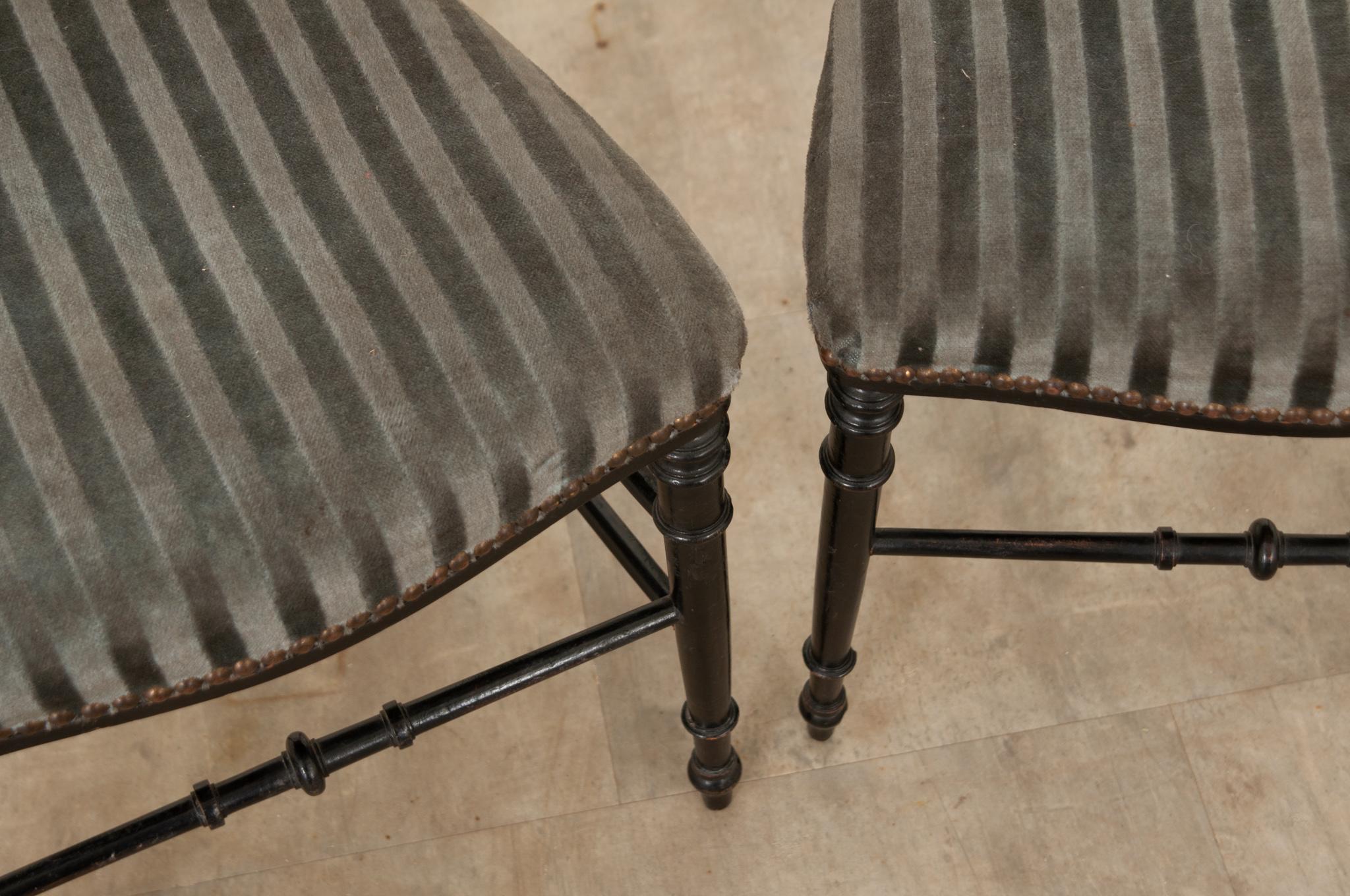 French 19th Century Ebonized Opera Chairs In Good Condition For Sale In Baton Rouge, LA