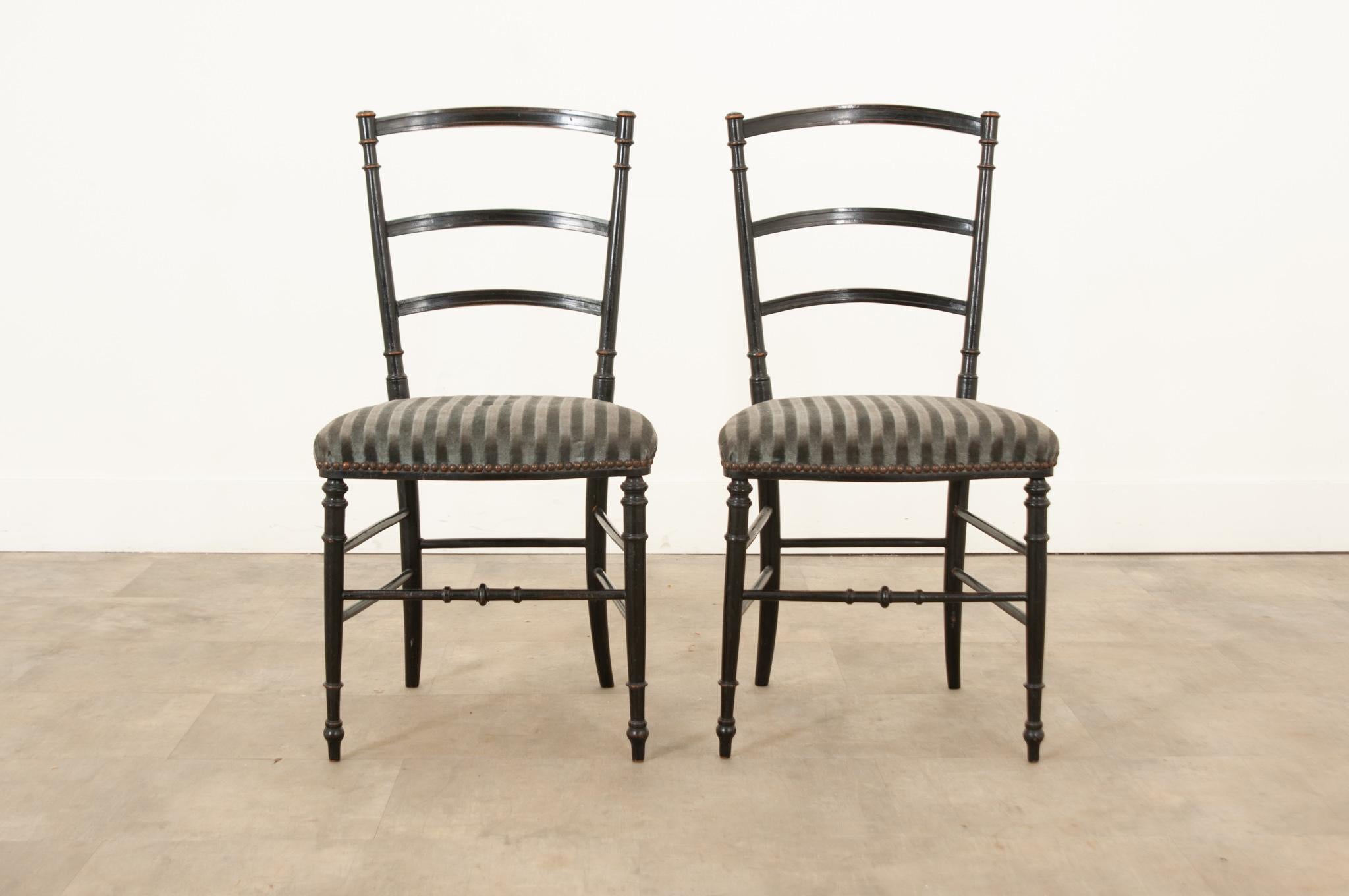 Wood French 19th Century Ebonized Opera Chairs For Sale
