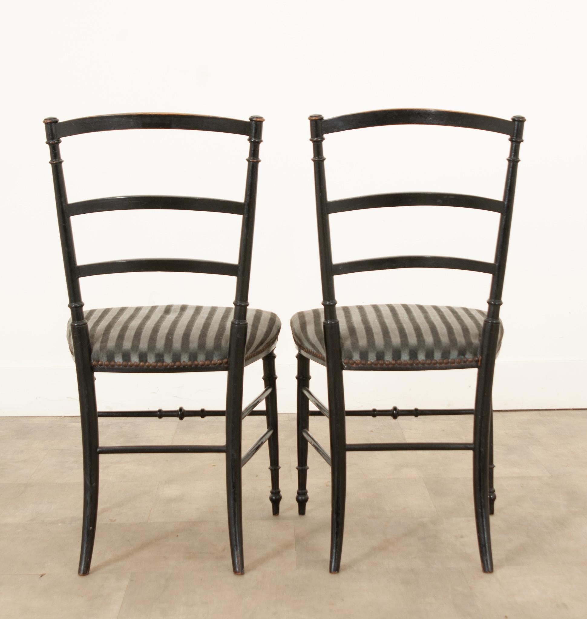 French 19th Century Ebonized Opera Chairs For Sale 2