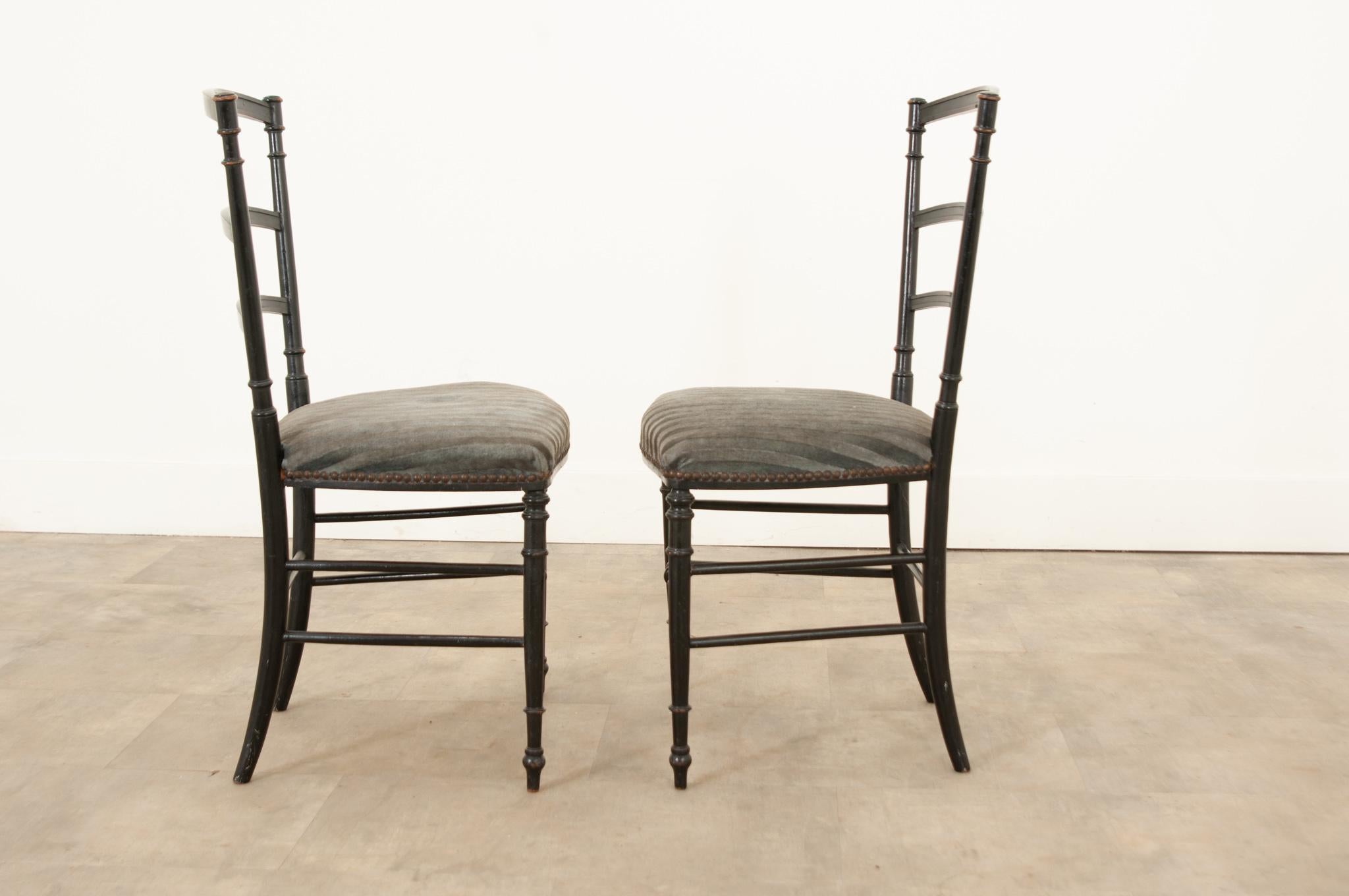 French 19th Century Ebonized Opera Chairs For Sale 3