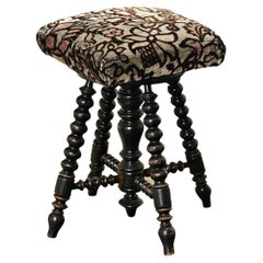 Antique French 19th Century Ebonized Piano Stool