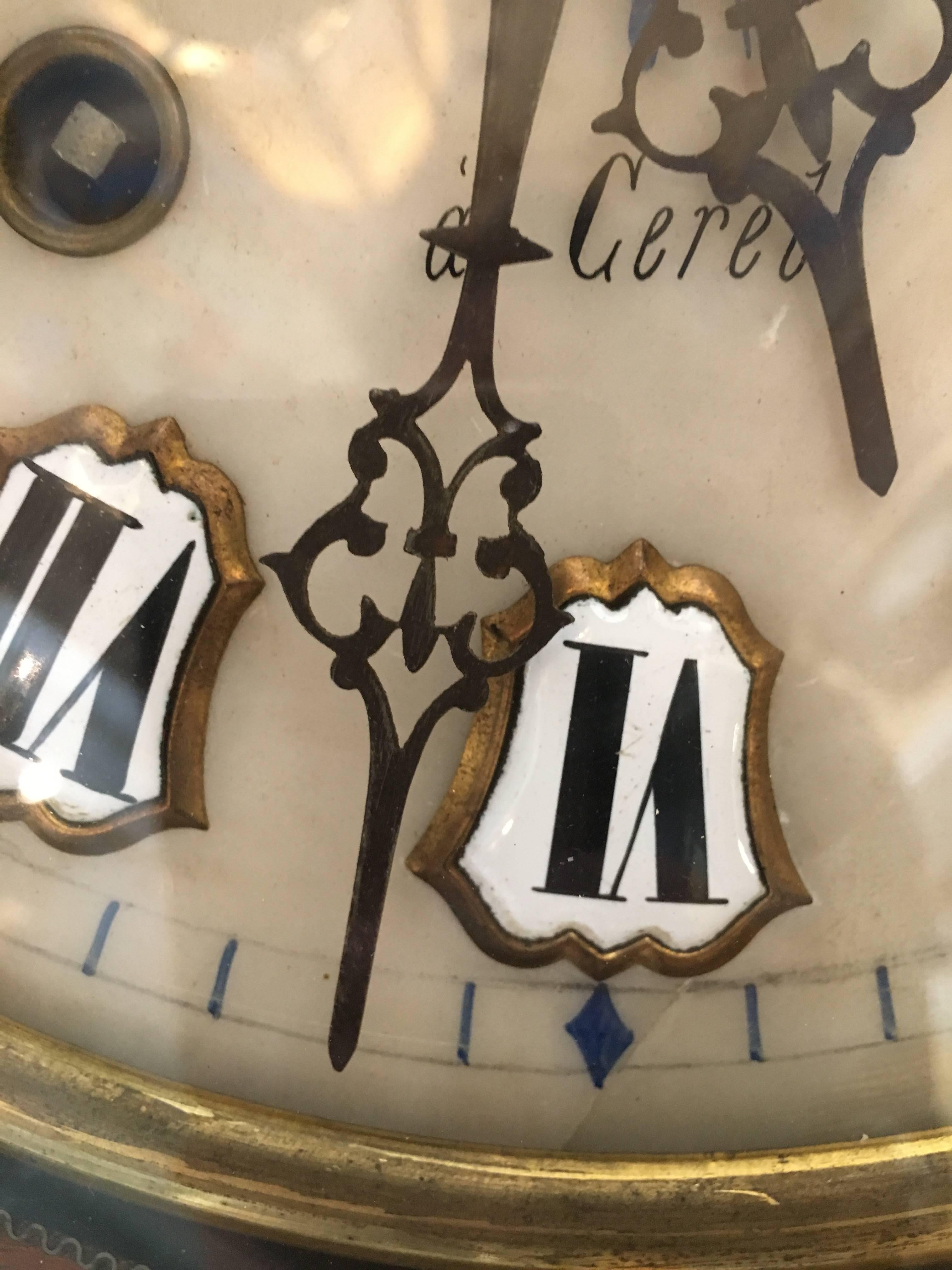 French 19th Century Ebonized Wall Clock with Mother-of-Pearl Inlay For Sale 6