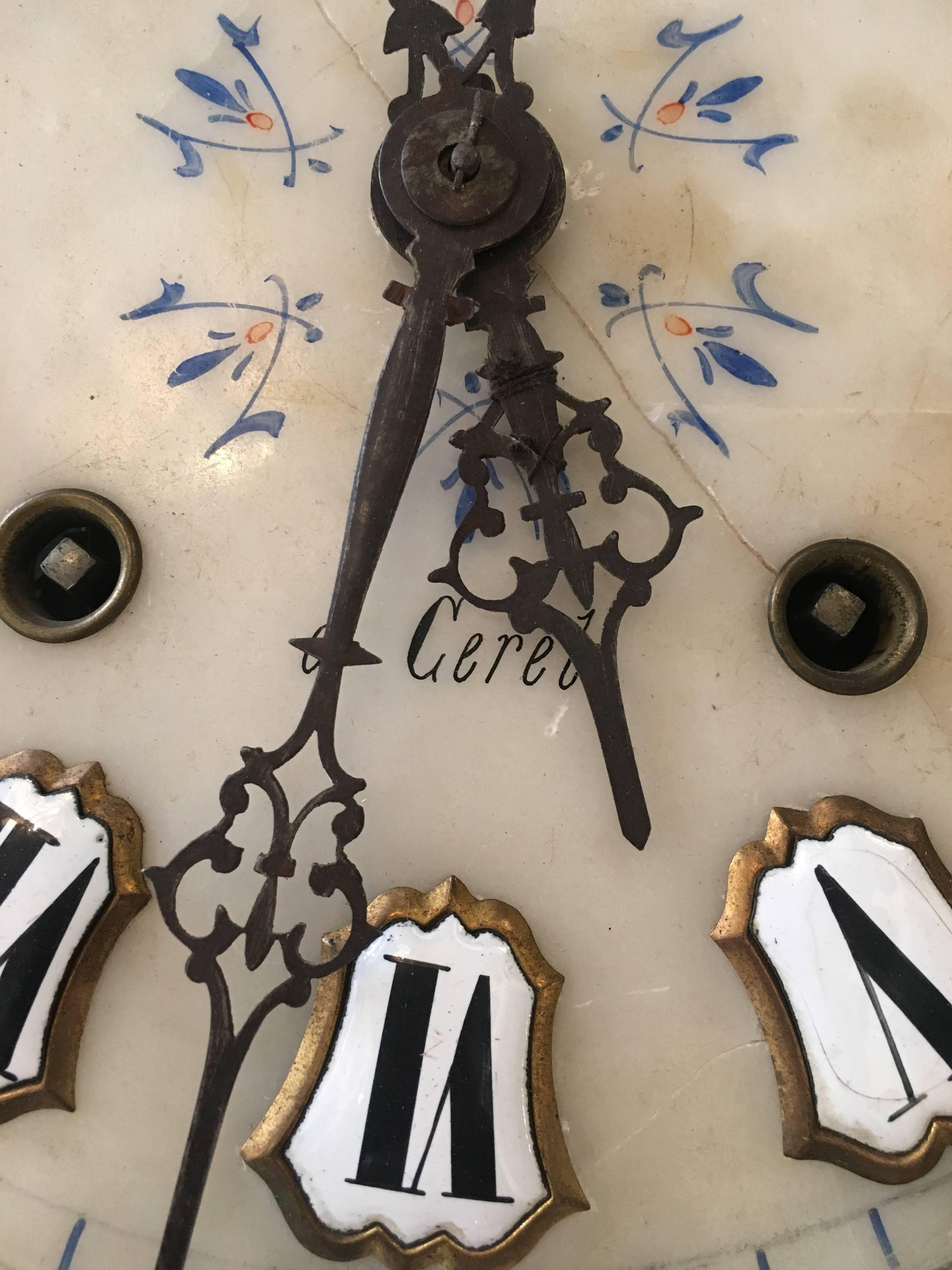 French 19th Century Ebonized Wall Clock with Mother-of-Pearl Inlay For Sale 9