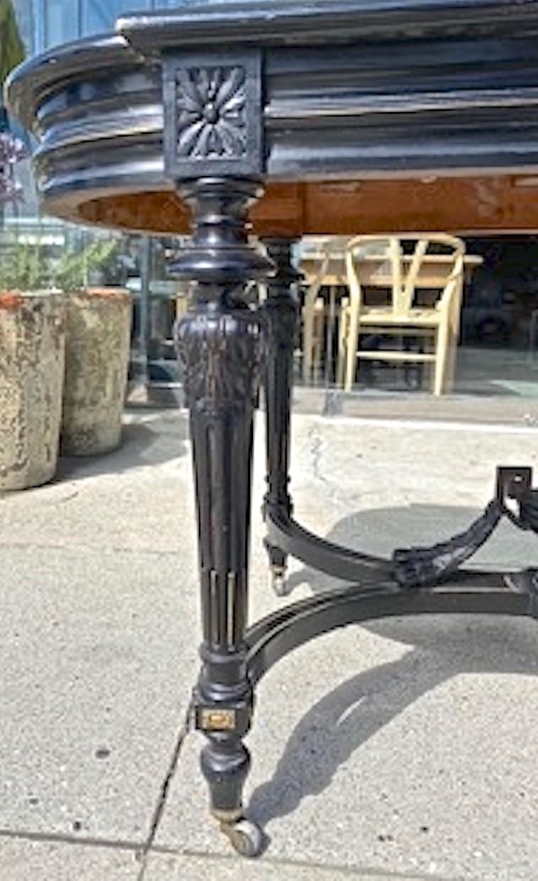 French 19th Century Ebonized Walnut Napoleon III Entry Table With Brass Inlay For Sale 9