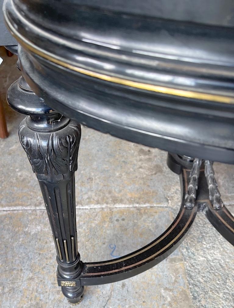 French 19th Century Ebonized Walnut Napoleon III Entry Table With Brass Inlay For Sale 8