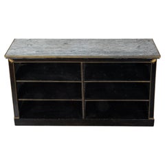 French 19th Century Ebonized Wood Bookcase with Grey Marble Top and Palmettes