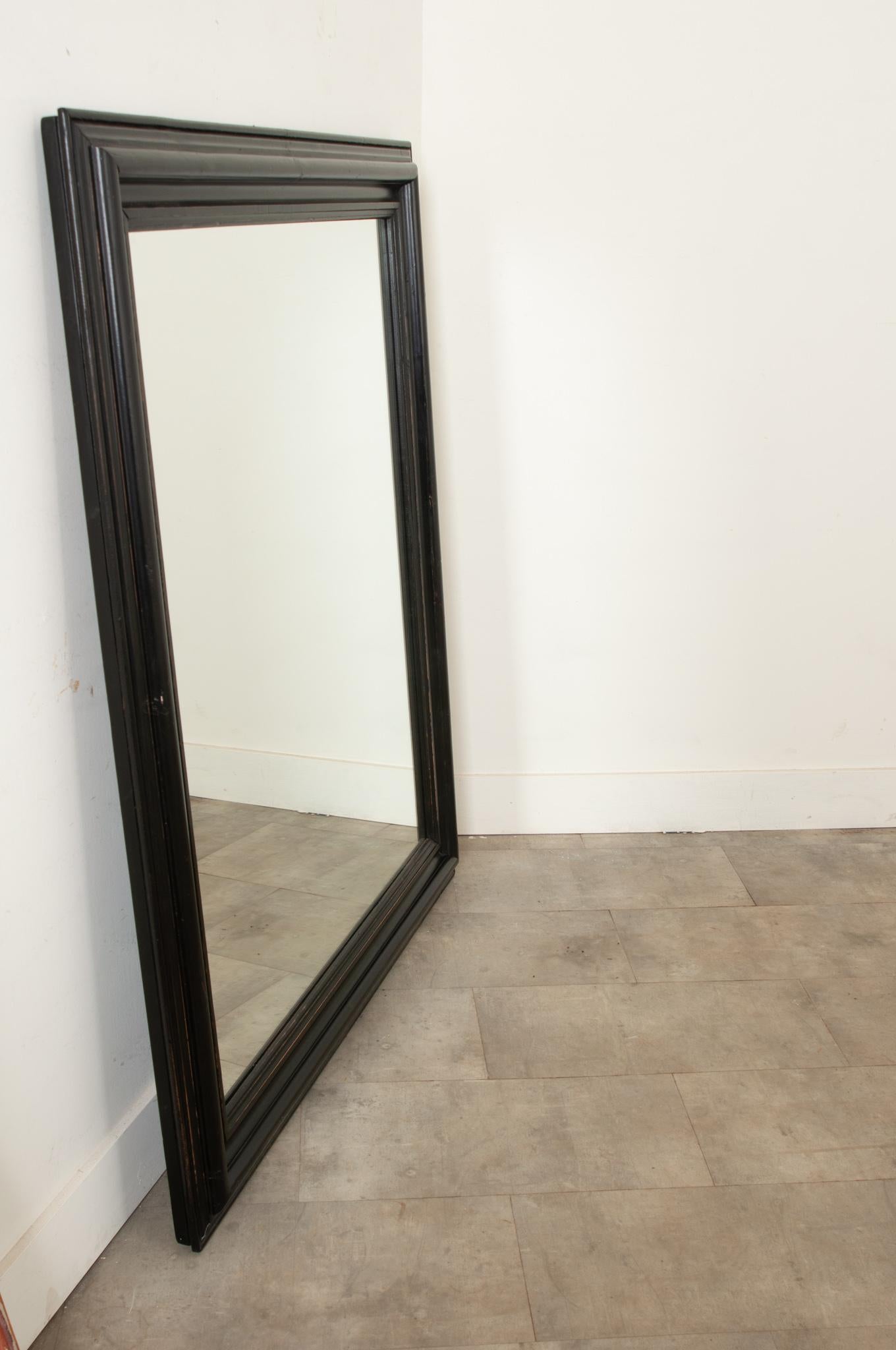 French 19th Century Ebony Bistro Mirror In Good Condition For Sale In Baton Rouge, LA