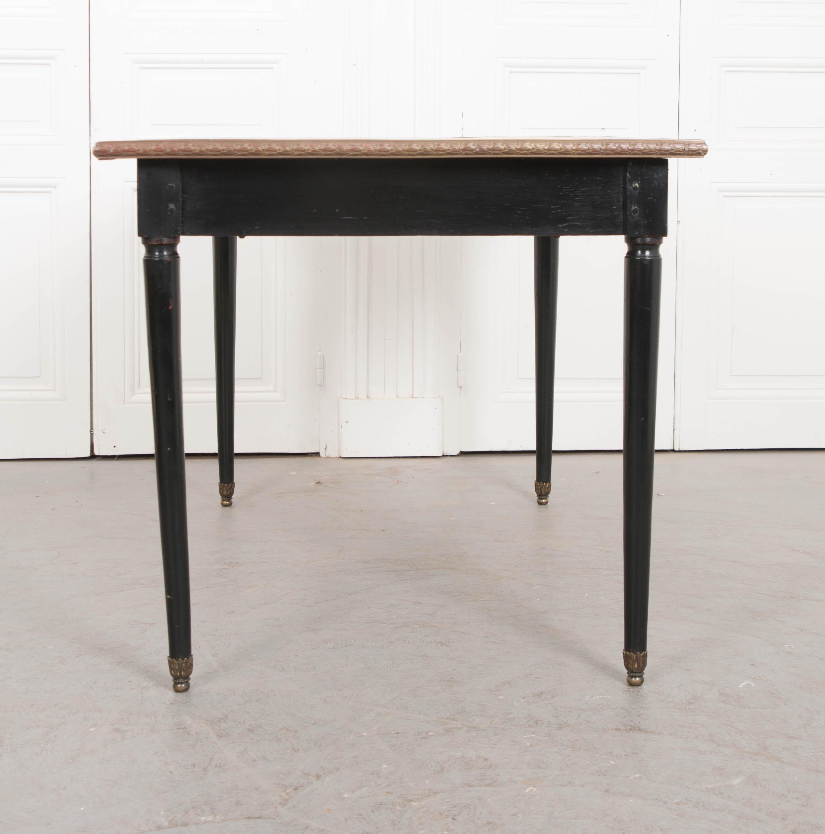 French 19th Century Ebonized Writing Table with Leather Top 6