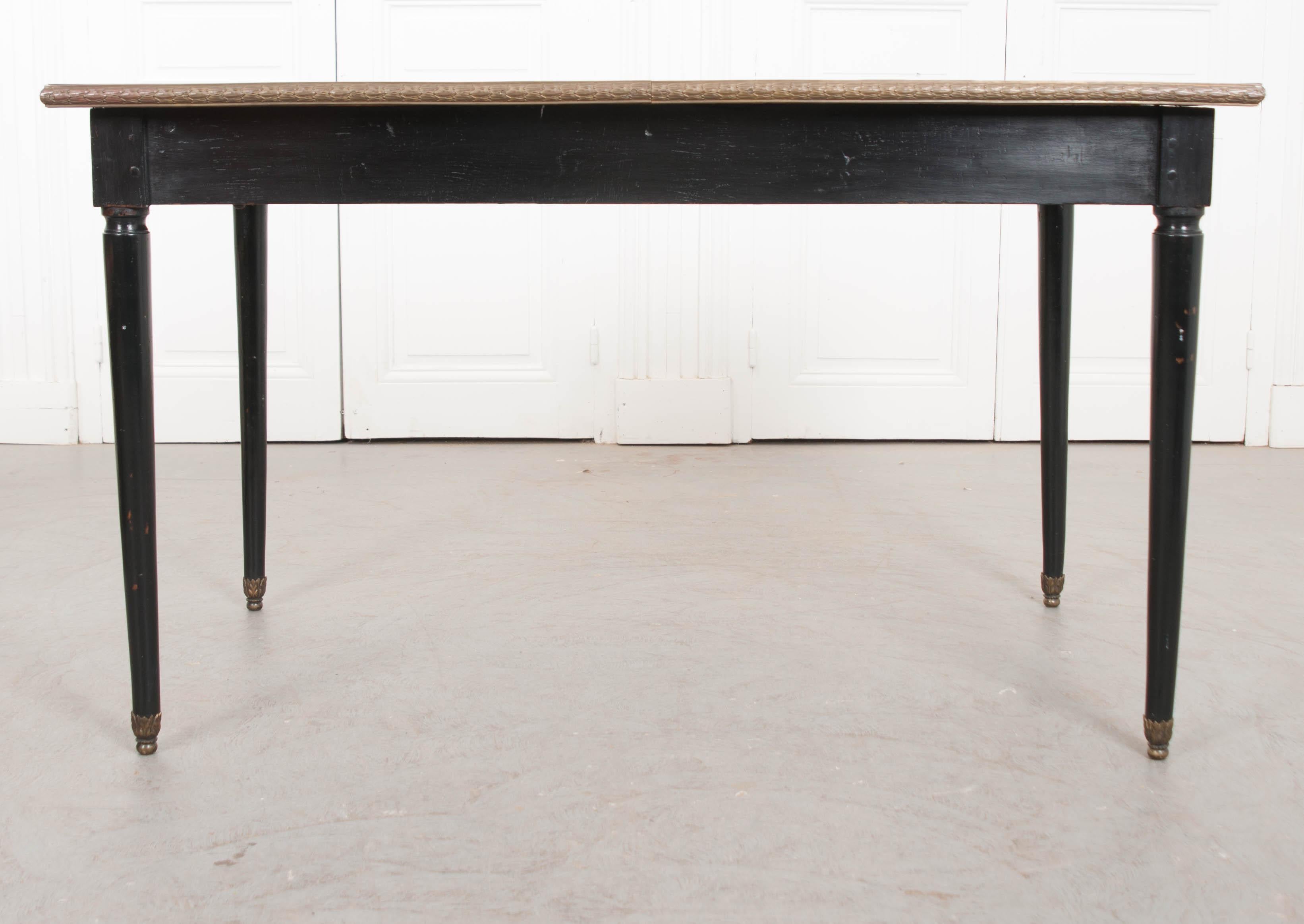 French 19th Century Ebonized Writing Table with Leather Top 7