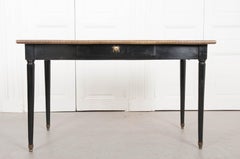French 19th Century Ebonized Writing Table with Leather Top