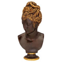 Antique French 19th Century Egyptian Revival St. Bronze and Ormolu Bust