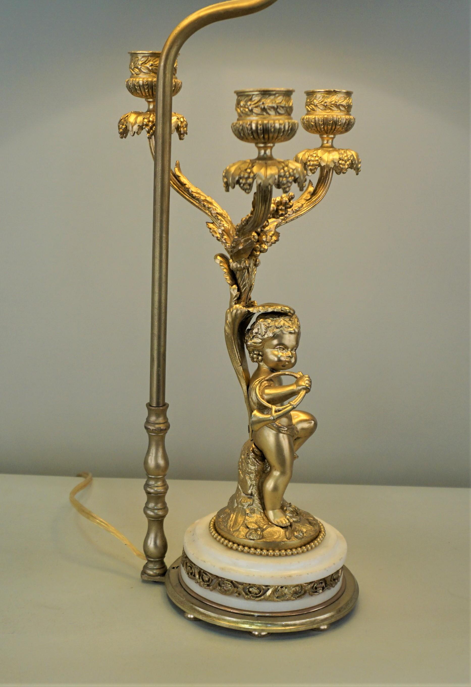 French 19th Century Electrified Bronze Candelabra In Good Condition In Fairfax, VA
