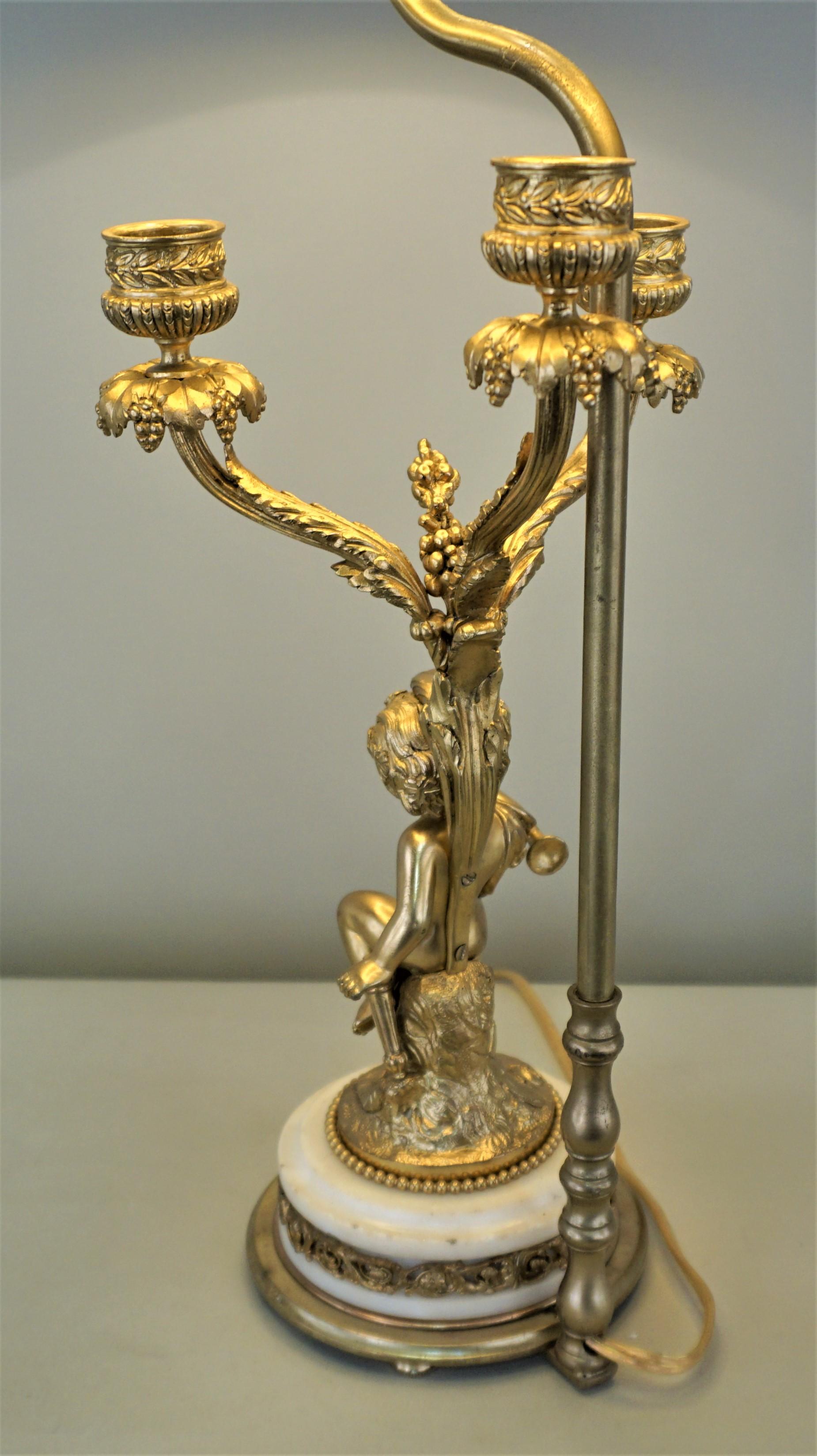French 19th Century Electrified Bronze Candelabra 2
