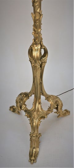 French 19th Century Electrified Bronze Floor Oil Lamp
