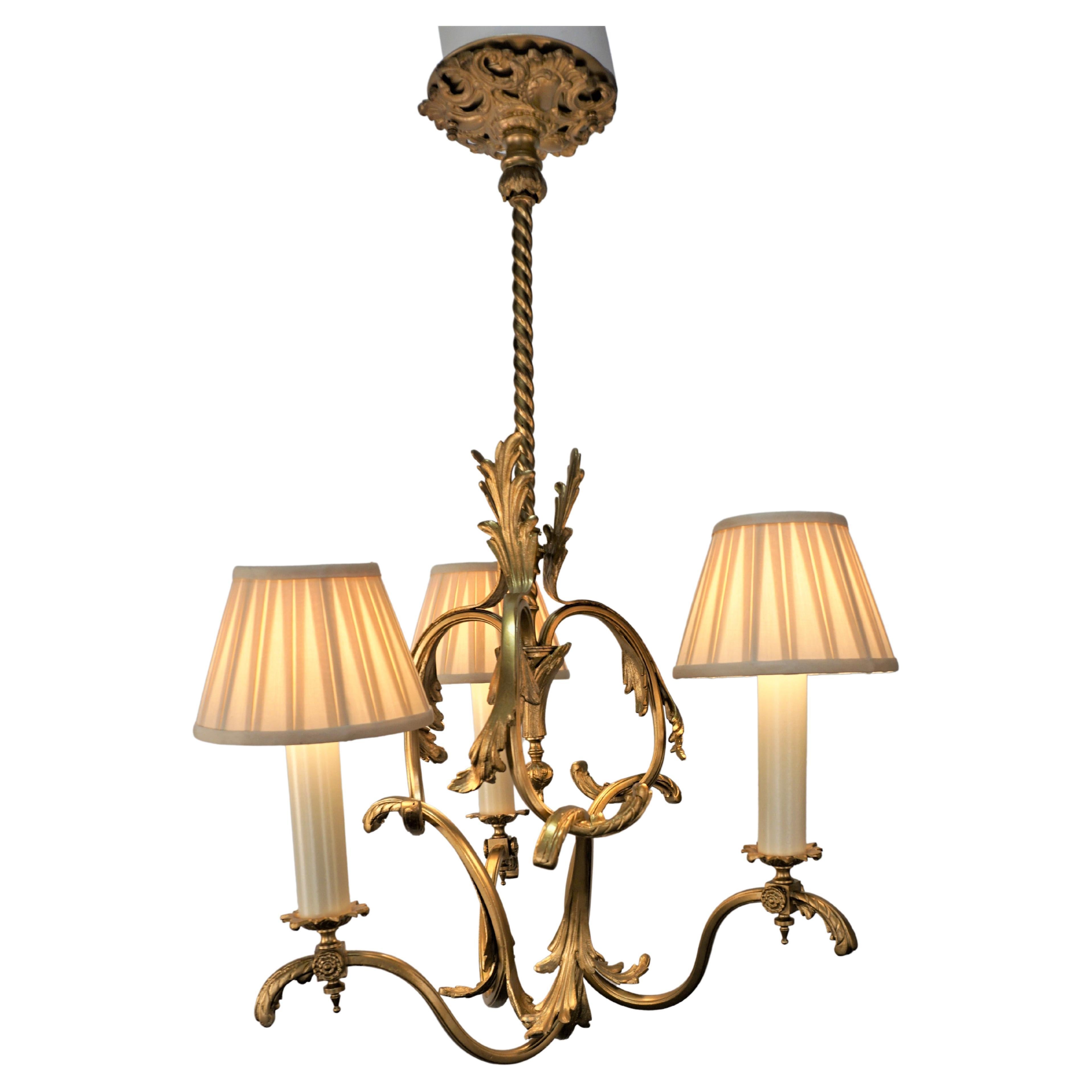 French 19th Century Electrified Bronze Gas Chandelier For Sale
