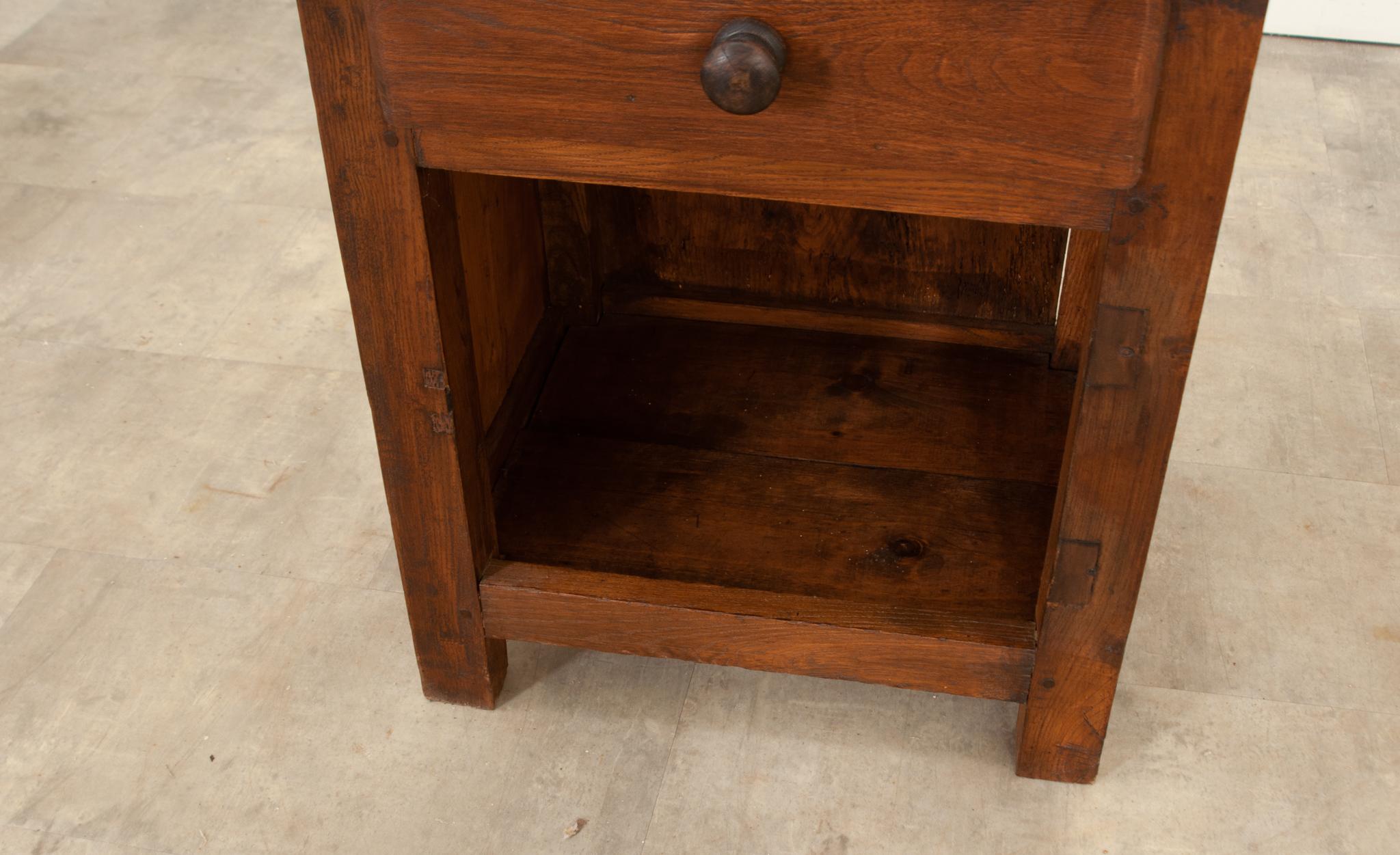 Hand-Carved French 19th Century Elm Chopping Block Cabinet For Sale