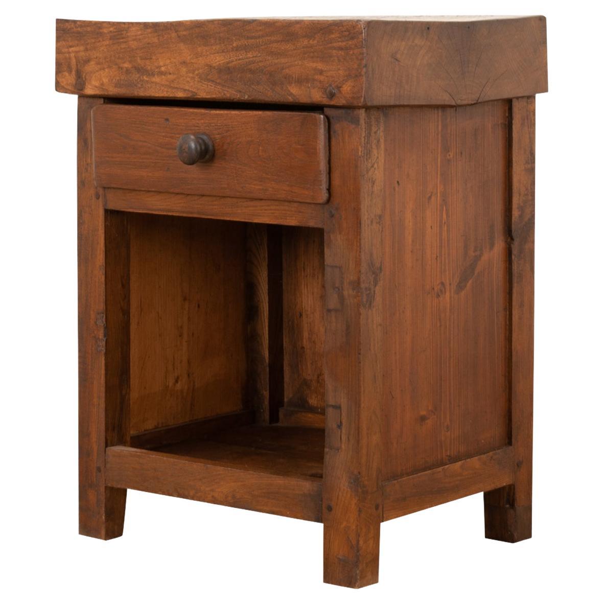 French 19th Century Elm Chopping Block Cabinet For Sale