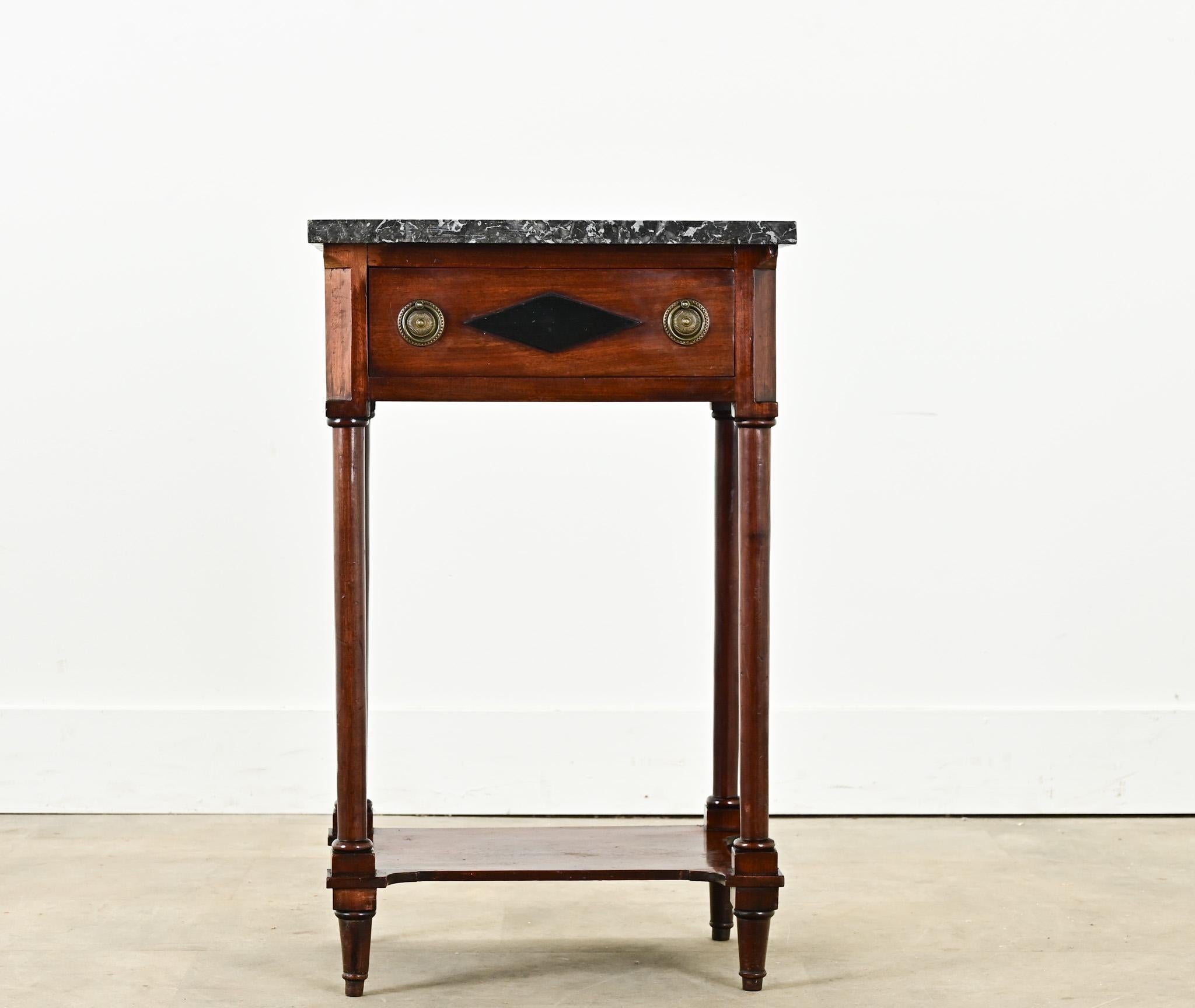 Carved French 19th Century Empire Bedside Table For Sale