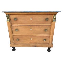 French 19th Century Empire Bleach Solid Mahogany Chest of Drawers / Commode