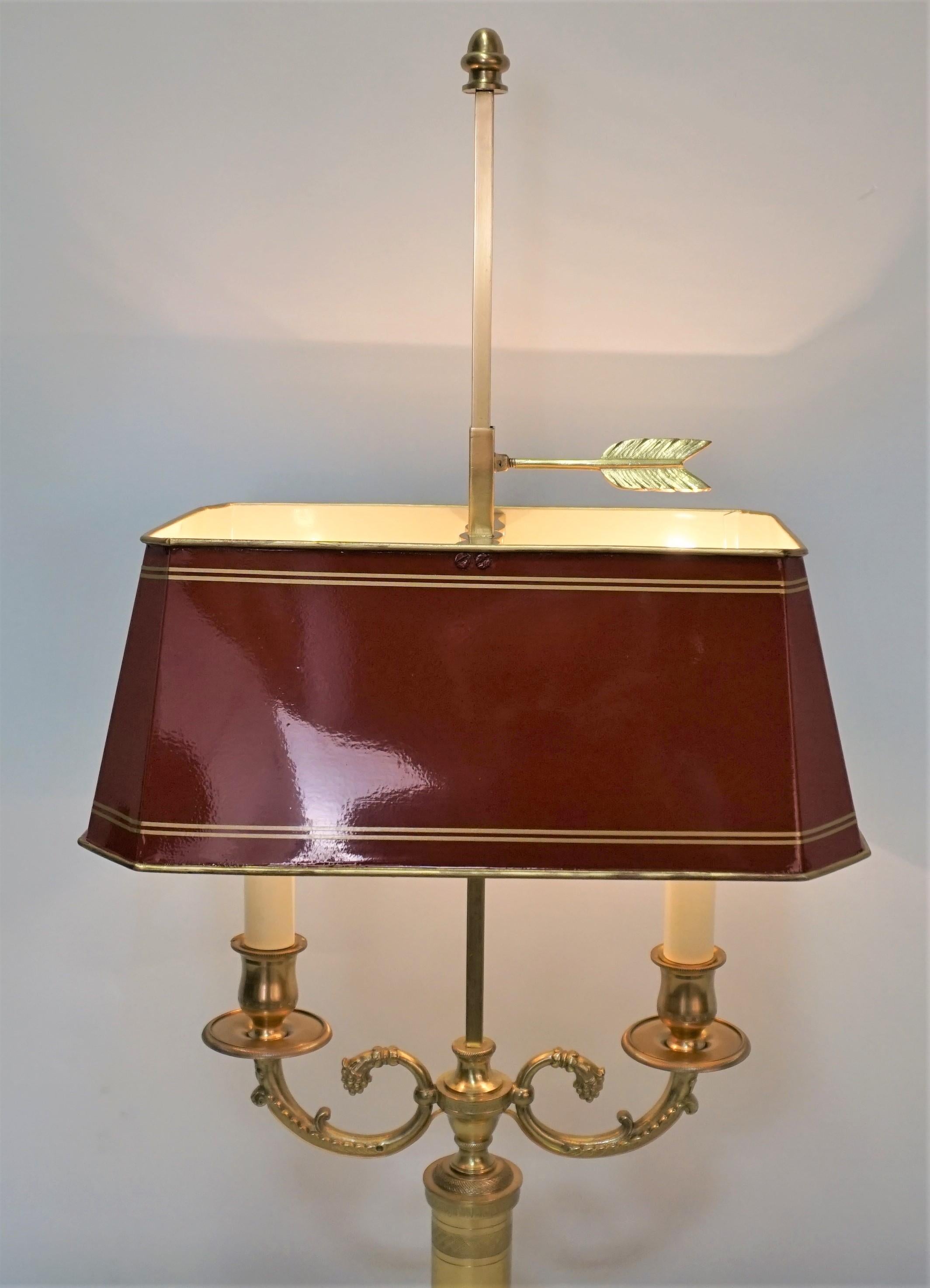 French 19th Century Empire Bronze Double Arm Bouillotte-Table Lamps In Good Condition In Fairfax, VA