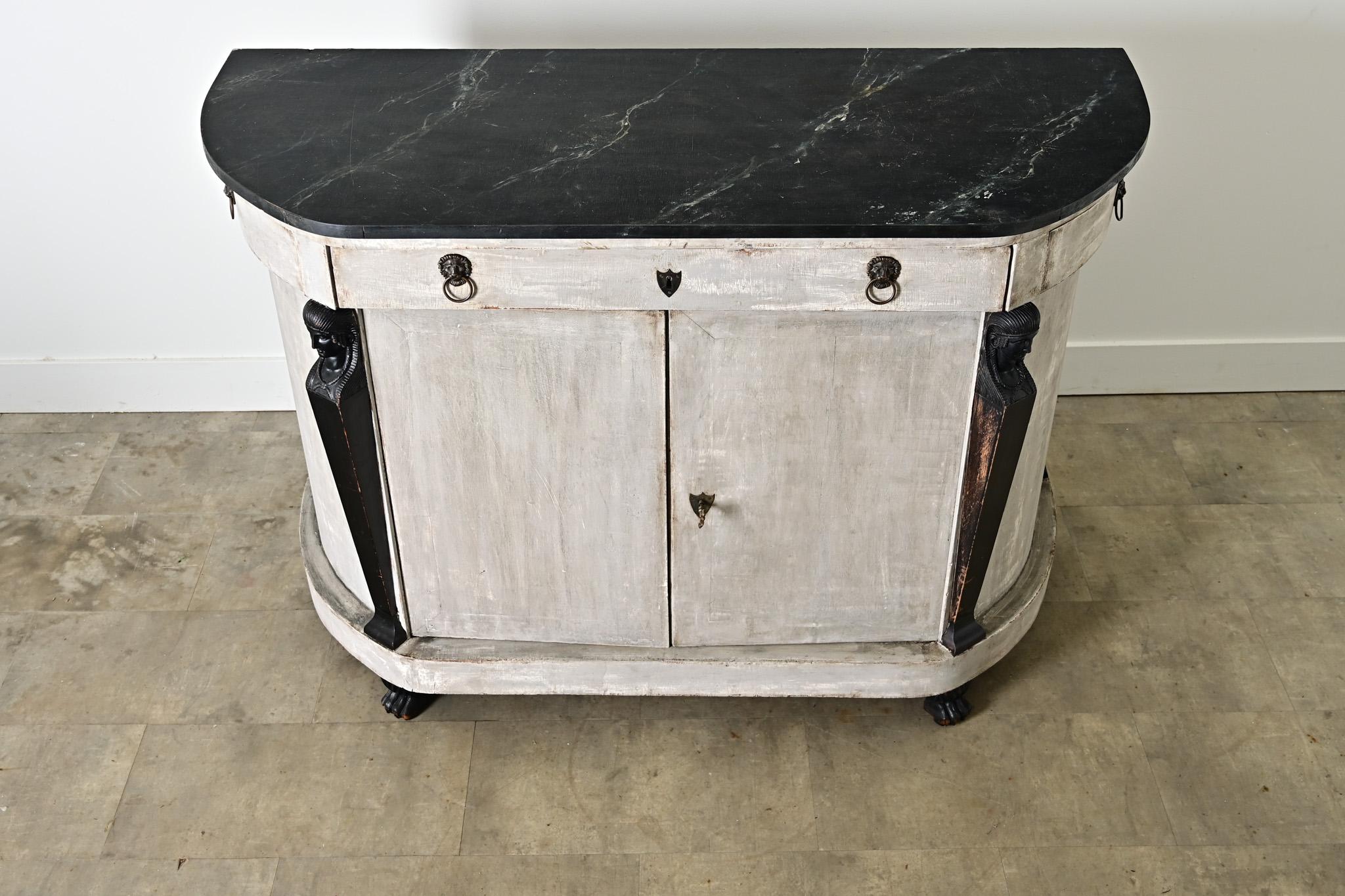 French 19th Century Empire Buffet in Recent Paint In Good Condition For Sale In Baton Rouge, LA