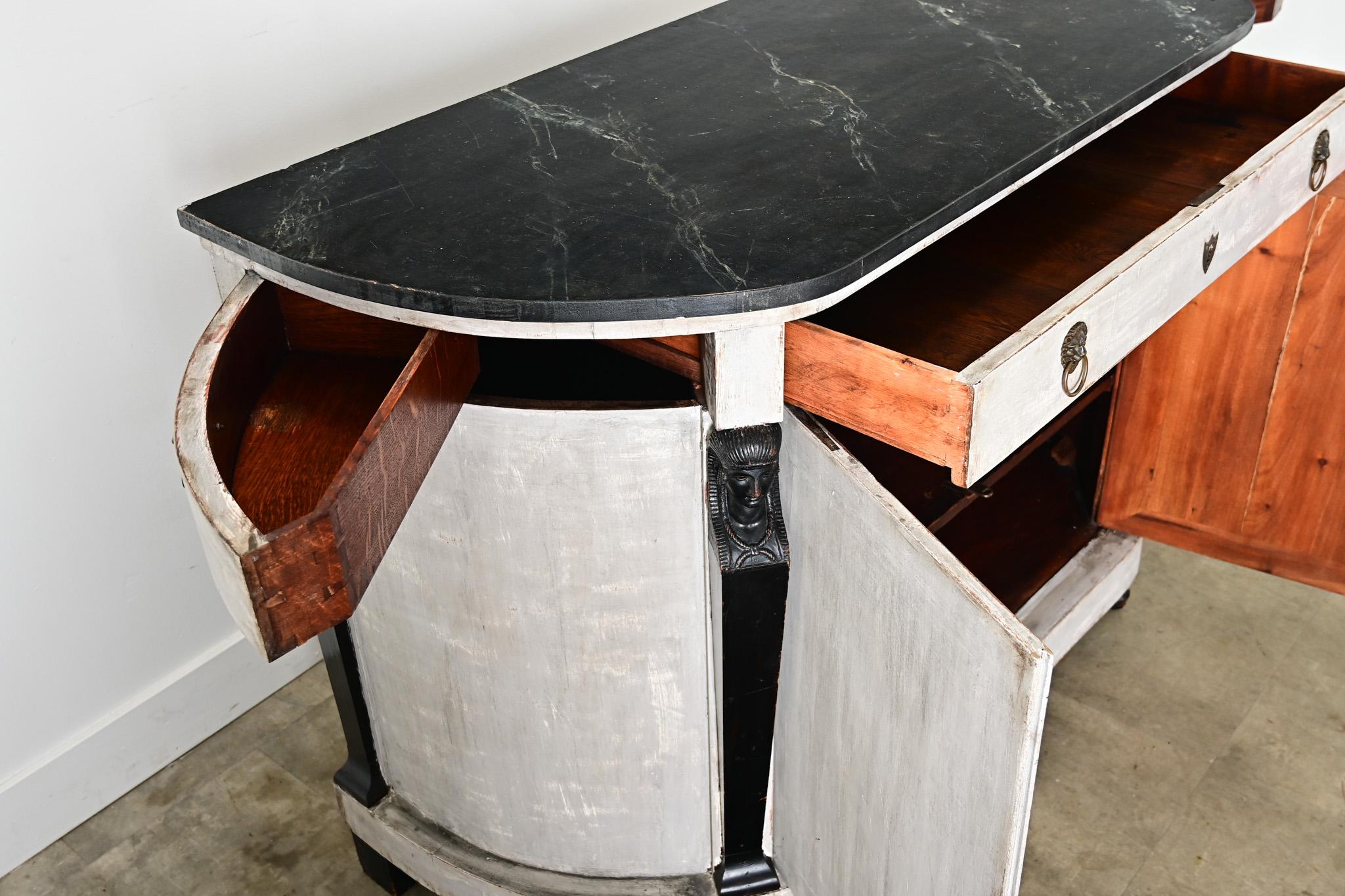 Brass French 19th Century Empire Buffet in Recent Paint For Sale